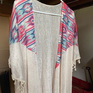 Aztec Kimono with fringe. Never worn. One size.